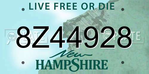8Z44928 New Hampshire License Plate