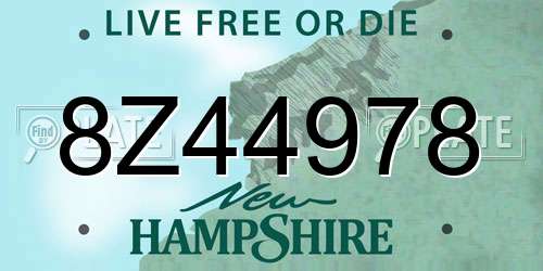 8Z44978 New Hampshire License Plate
