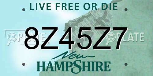 8Z45Z7 New Hampshire License Plate