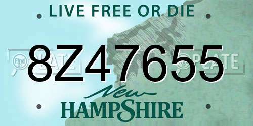 8Z47655 New Hampshire License Plate