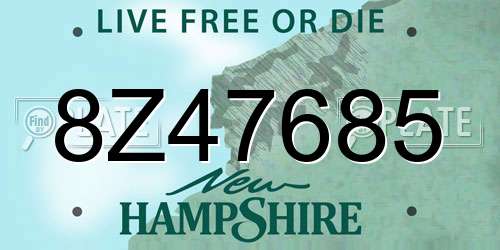 8Z47685 New Hampshire License Plate