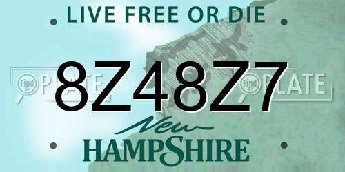 8Z48Z7 New Hampshire License Plate