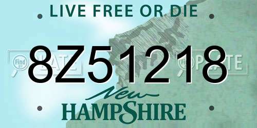 8Z51218 New Hampshire License Plate