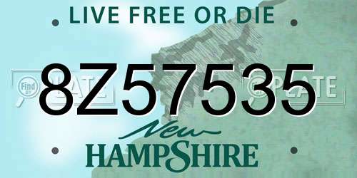 8Z57535 New Hampshire License Plate