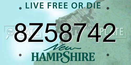 8Z58742 New Hampshire License Plate