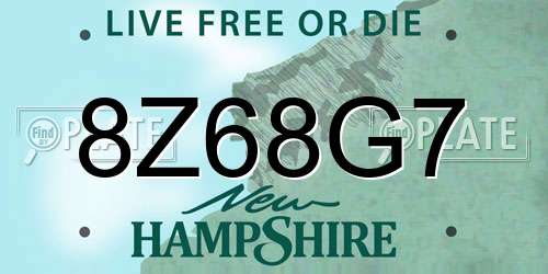 8Z68G7 New Hampshire License Plate
