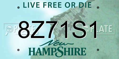 8Z71S1 New Hampshire License Plate