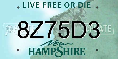 8Z75D3 New Hampshire License Plate
