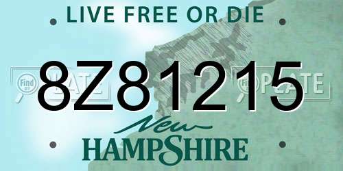 8Z81215 New Hampshire License Plate