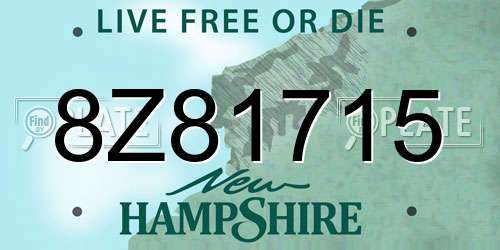 8Z81715 New Hampshire License Plate