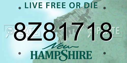 8Z81718 New Hampshire License Plate