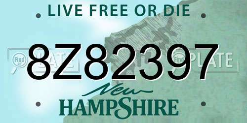 8Z82397 New Hampshire License Plate