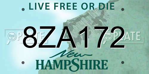 8ZA172 New Hampshire License Plate