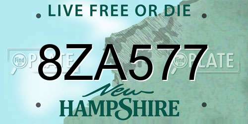 8ZA577 New Hampshire License Plate