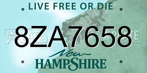8ZA7658 New Hampshire License Plate