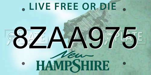 8ZAA975 New Hampshire License Plate