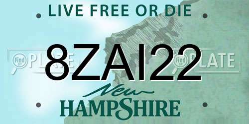 8ZAI22 New Hampshire License Plate
