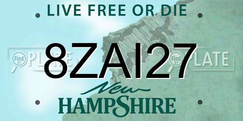 8ZAI27 New Hampshire License Plate