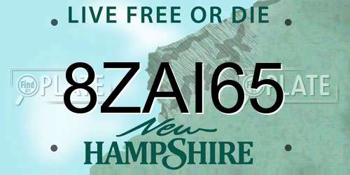 8ZAI65 New Hampshire License Plate