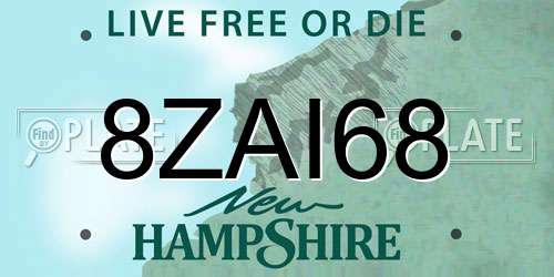 8ZAI68 New Hampshire License Plate