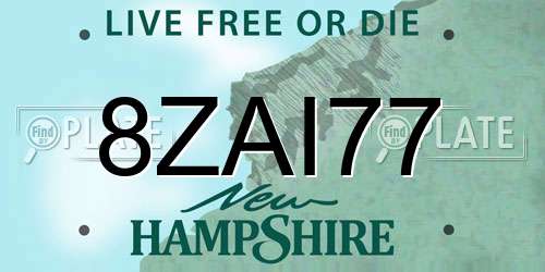 8ZAI77 New Hampshire License Plate