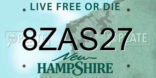 8ZAS27 New Hampshire License Plate
