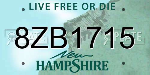 8ZB1715 New Hampshire License Plate