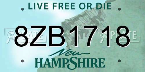 8ZB1718 New Hampshire License Plate