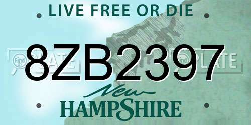 8ZB2397 New Hampshire License Plate