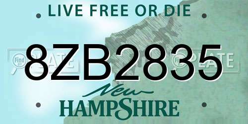 8ZB2835 New Hampshire License Plate