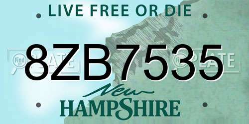 8ZB7535 New Hampshire License Plate