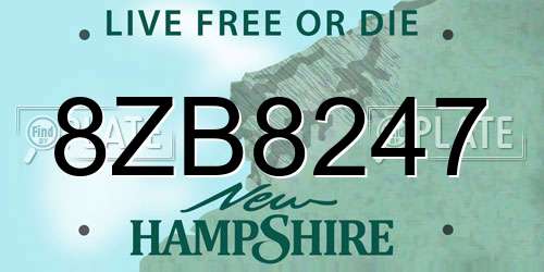 8ZB8247 New Hampshire License Plate