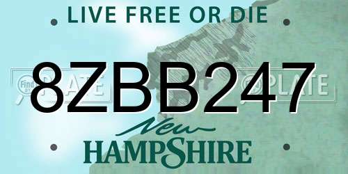 8ZBB247 New Hampshire License Plate