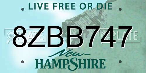 8ZBB747 New Hampshire License Plate