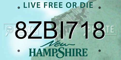 8ZBI718 New Hampshire License Plate