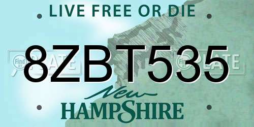 8ZBT535 New Hampshire License Plate