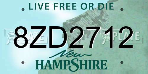 8ZD2712 New Hampshire License Plate
