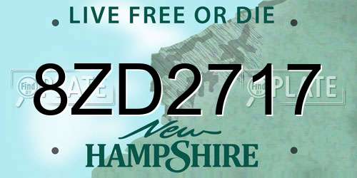 8ZD2717 New Hampshire License Plate