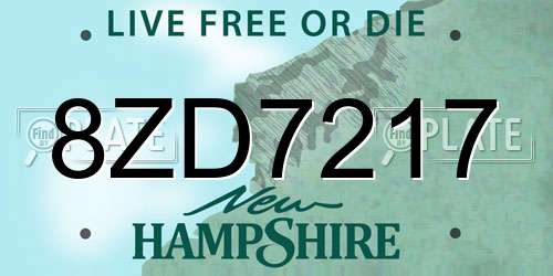 8ZD7217 New Hampshire License Plate