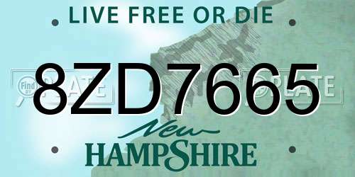 8ZD7665 New Hampshire License Plate