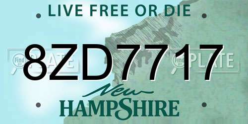 8ZD7717 New Hampshire License Plate