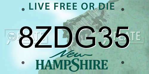 8ZDG35 New Hampshire License Plate