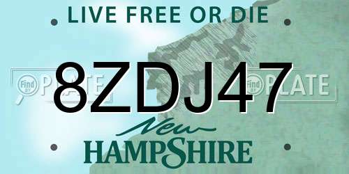 8ZDJ47 New Hampshire License Plate