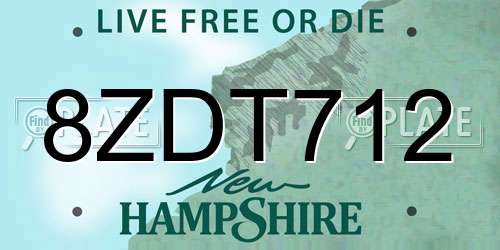 8ZDT712 New Hampshire License Plate