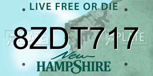 8ZDT717 New Hampshire License Plate
