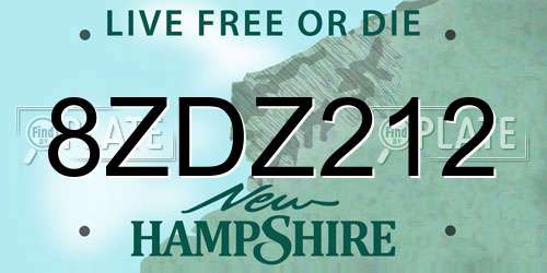 8ZDZ212 New Hampshire License Plate