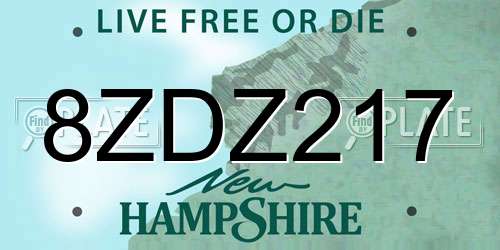 8ZDZ217 New Hampshire License Plate