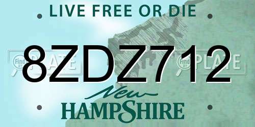 8ZDZ712 New Hampshire License Plate