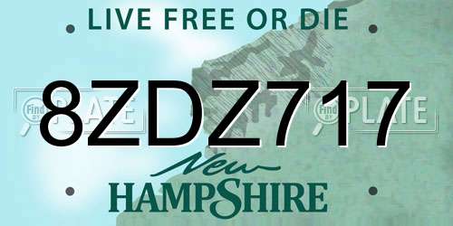 8ZDZ717 New Hampshire License Plate