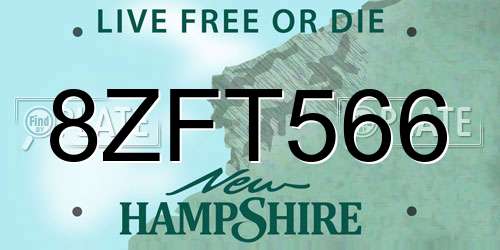 8ZFT566 New Hampshire License Plate
